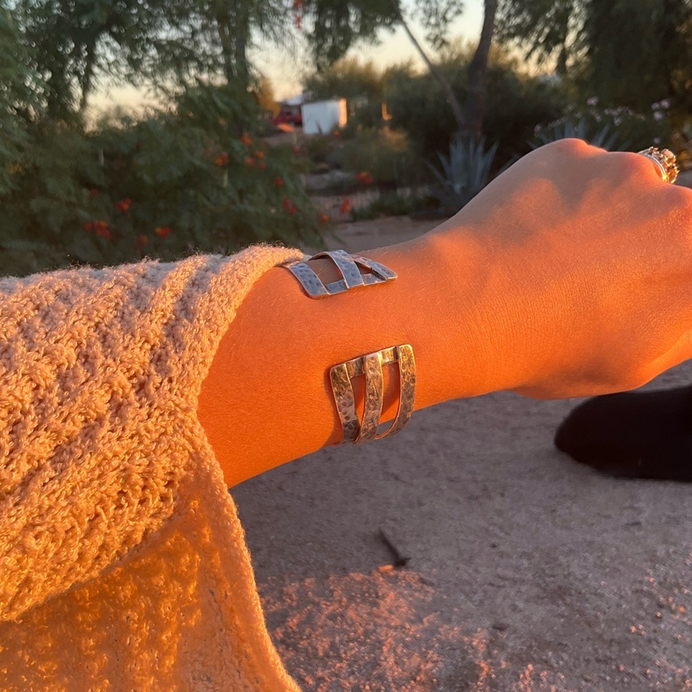Sterling Silver Hammered Bracelet - Picture 7 of 10